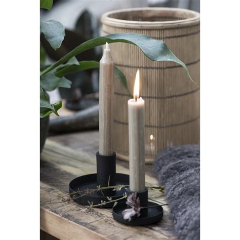 Ib Laursen Bougeoir Simple Rond Rustique Metal Noir Kdesign