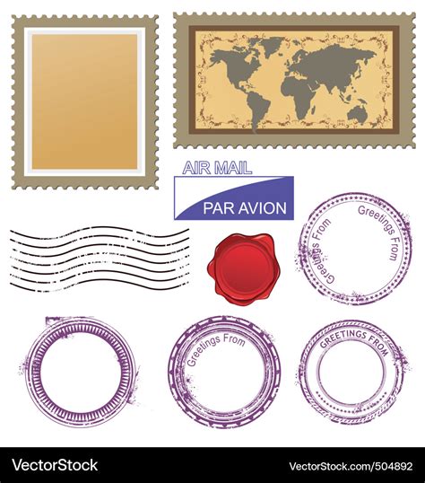 Postage Stamps Set Royalty Free Vector Image Vectorstock