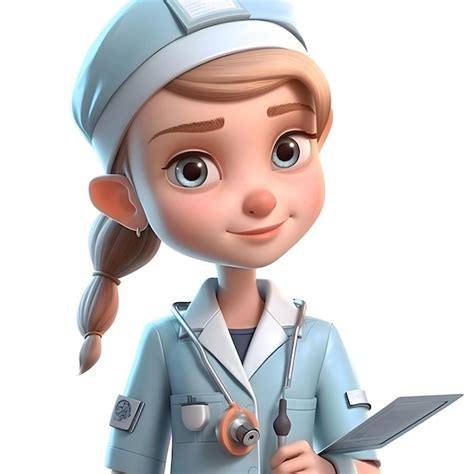 Premium Ai Image D Render Of Cartoon Nurse With Stethoscope Around