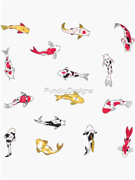 Cute Colorful Koi Fish Sticker Pack Sticker For Sale By Funckydesigns