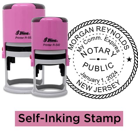 New Jersey Notary Pink Round Design Seal Simply Stamps