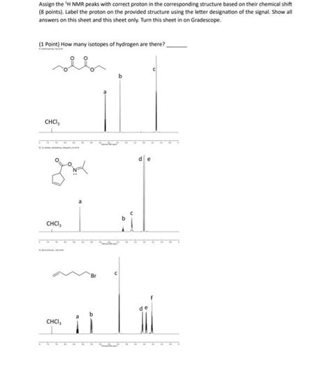 Solved Assign The 1h Nmr Peaks With Correct Proton In The