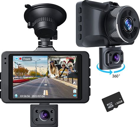 Dash Cam 1080P Front And Inside With 32G SD Card 4 Inch Dash Camera For