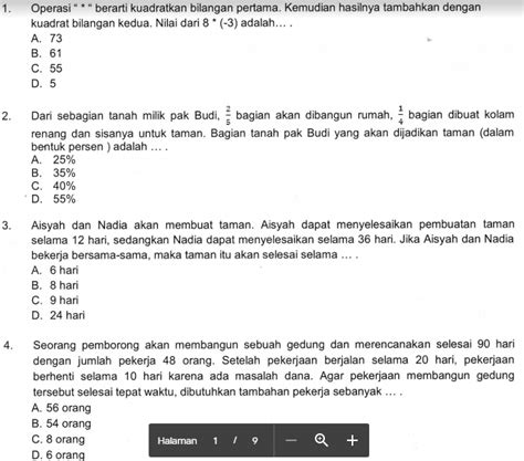 50 Contoh Soal Dan Kunci Jawaban Ujian Madrasah Um Matematika Mts