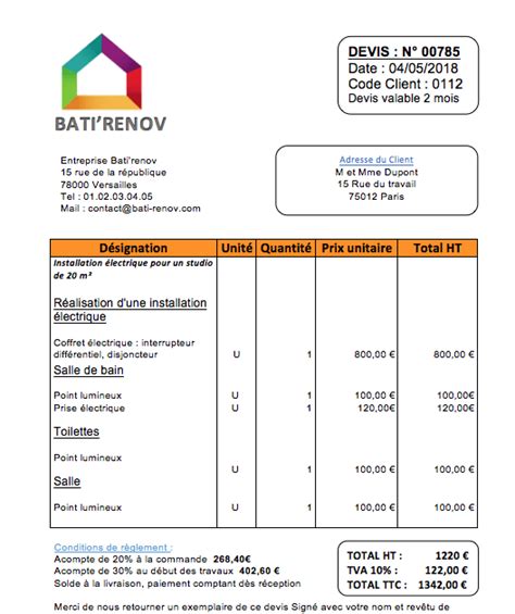 Modele Devis Auto Entrepreneur Batiment Gratuit Financial Report