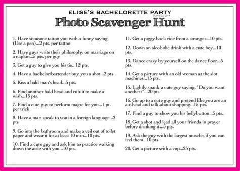 Classy And Silly Bachelorette Scavenger Hunt Checklist Bachelorette