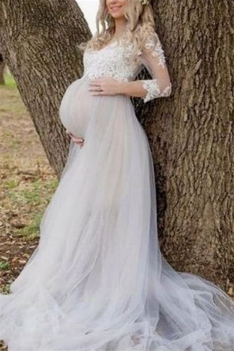 See Through Maternity Tulle Photography Dress Outfit Pregnancy Photo