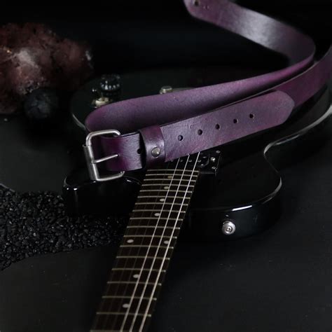 Custom Leather Guitar Strap W Buckleslim 15 Etsy