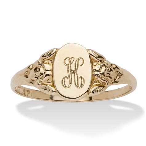 Personalized Signet Initial Ring In Solid K Yellow Gold On Palmbeach