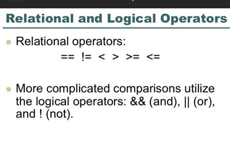 Solved E 1 0 1 Relational And Logical Operators Chegg