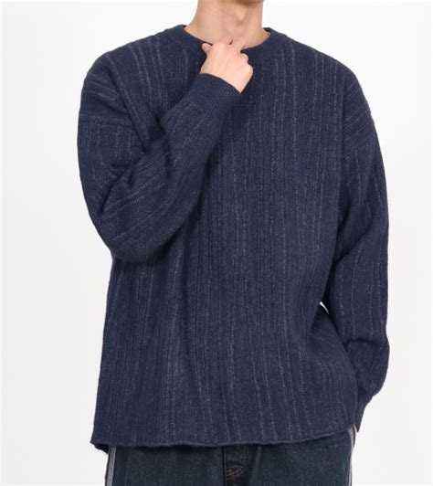 Musinsa Button Seoul Golji Round Hem Cut Knit Navy