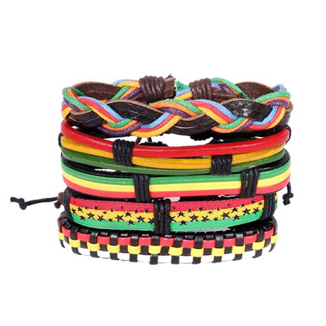 UNKNOWN By Ayesha Rasta Jamaican Set Of 5 Rugged Leather Braided