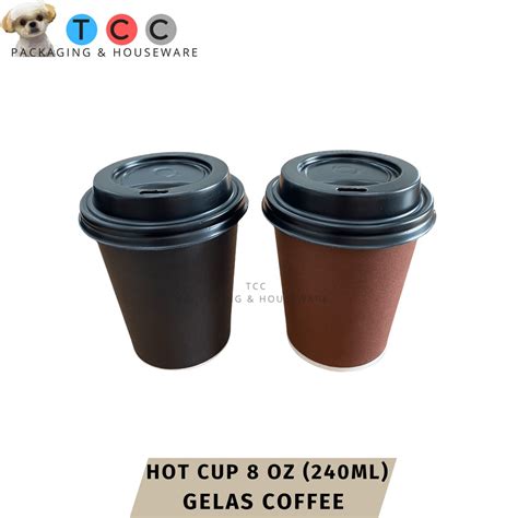 Jual Hot Cup Oz Ml TUTUP Paper Gelas Kopi Polos Tahan Panas COKLAT Shopee Indonesia