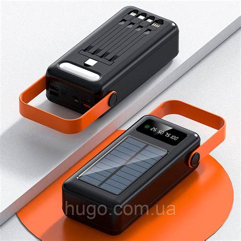 Повербанк с солнечной панелью 30000мАч, 5В с переходниками и 4USB ...