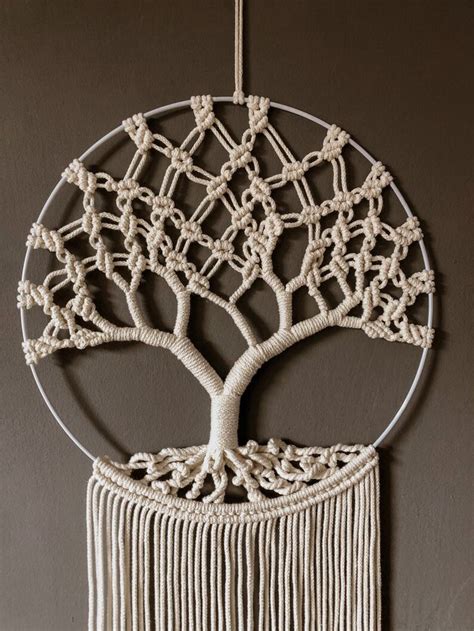 Macrame Tree Of Life Wall Hanging Woven Dream Catcher Living Etsy