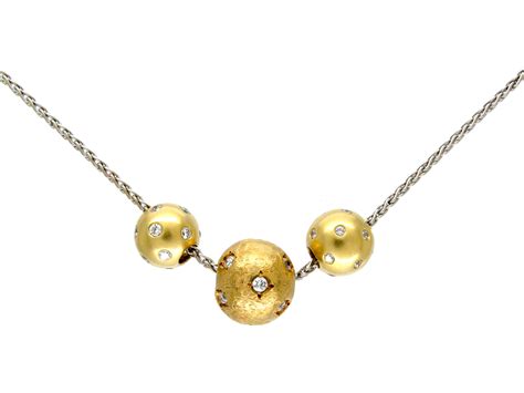 Three Gold Balls Necklace 247e The Antique Jewellery Company