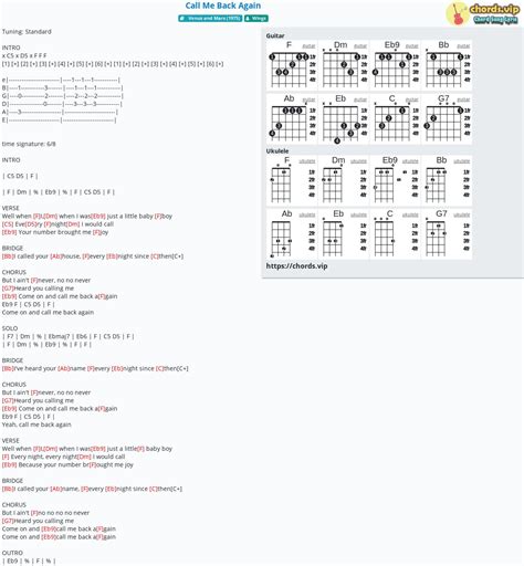 Chord Call Me Back Again Wings Tab Song Lyric Sheet Guitar