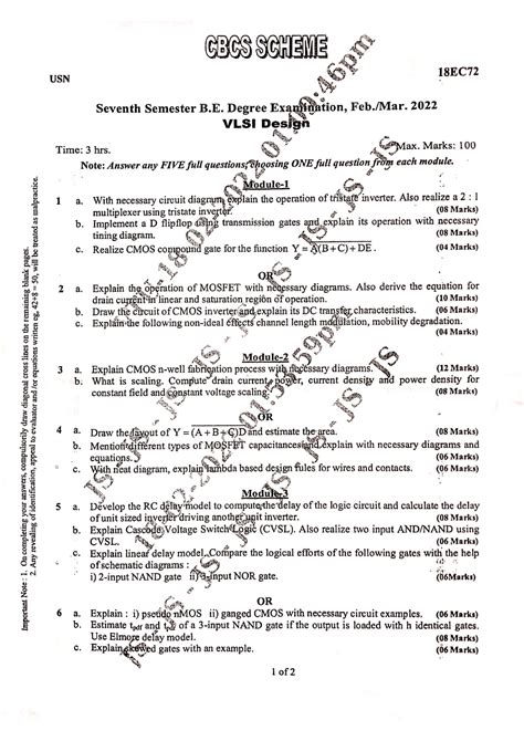 VTU CMOS VLSI Question Papers 2023 2024 EduVark 51 OFF