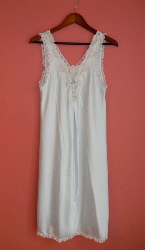 Vintage Nightgown Miss Elaine Pale Blue Lace By Pinkcheetahvintage