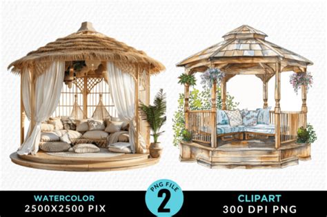 Watercolor Boho Seating Area Clipart PNG Graphic By Regulrcrative