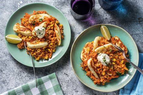 Halloumi With Corn And Rice Recipe HelloFresh Recipe Recipes