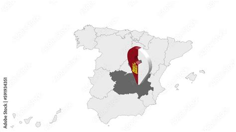 Location Castillala Mancha On Map Spain 3d Castillala Mancha Flag