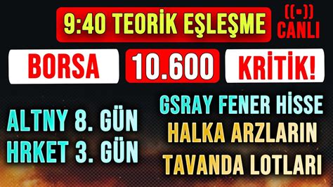 ALTNY 8 GÜN HRKET 3 GÜN 9 40 TEORİK EŞLEŞME GSRAY HİSSE CANLI