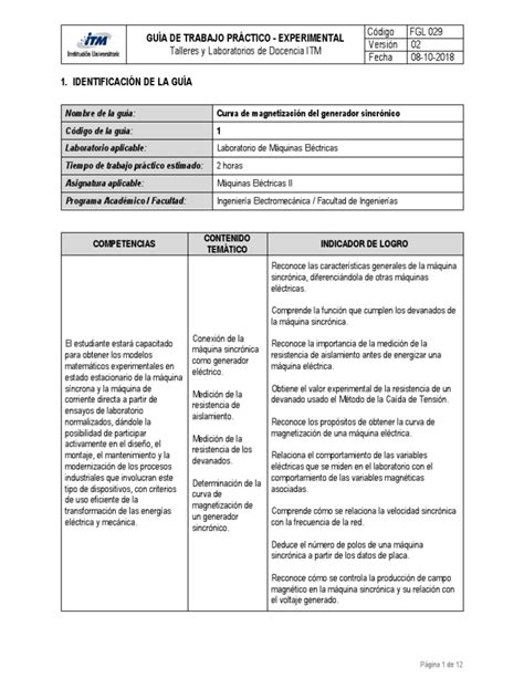 Práctica 1 Máquinas Eléctricas Ii Curva De Magnetización Del