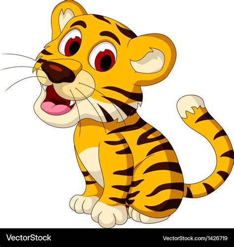 Cute Baby Tiger Posing Royalty Free Vector Image