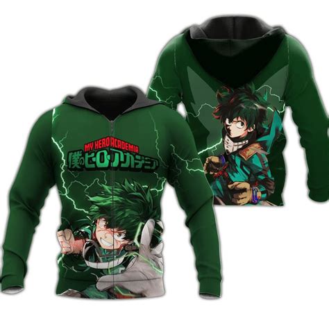 Izuku Midoriya Deku My Hero Academia Anime Manga 3d Zip Hoodie Teeruto