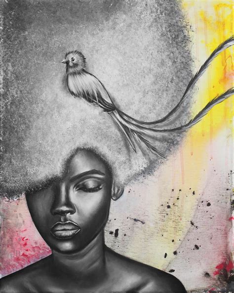 Afro Latina Art Print Latina With Quetzal Dark Skin Girl Etsy