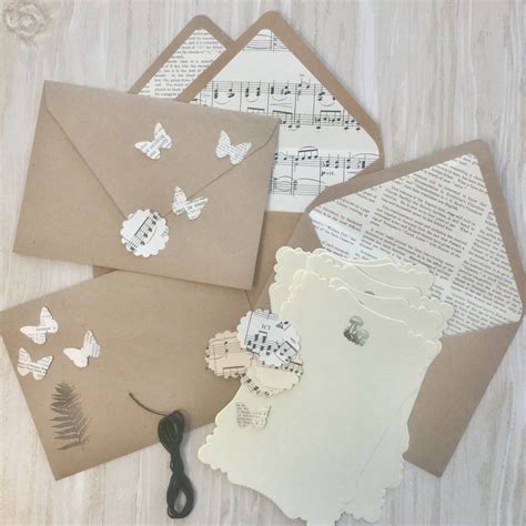 Lined envelopes with flat cards set of 5 kraft – Artofit