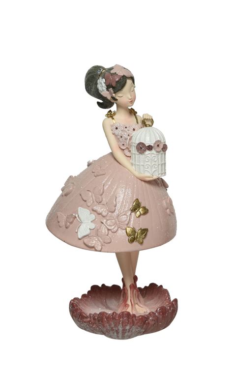 Figurina Fetita Fluture Roz 26 5 Cm