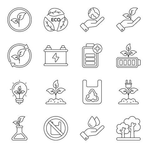 Premium Vector Pack Of Ecology Line Icons