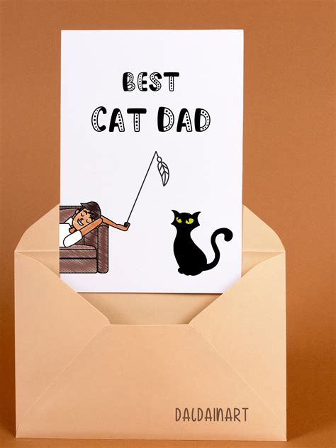 Best Cat Dad Card Printable Happy Fathers Day Card Etsy