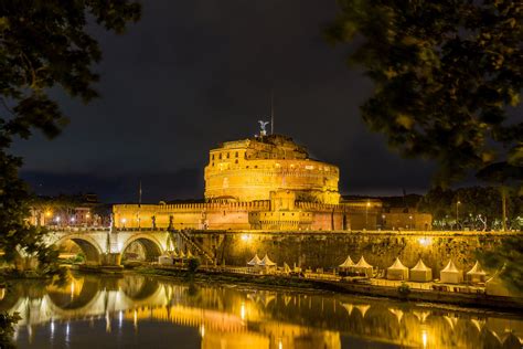 4K 5K Castel Sant Angelo Italy Rome Rivers Bridges Castles Sky