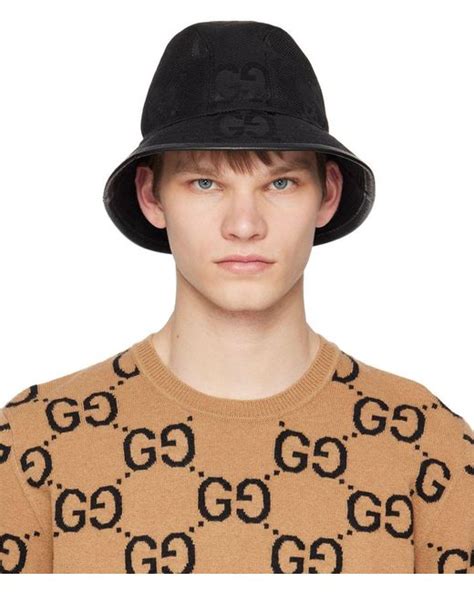 Gucci Black Jumbo Gg Bucket Hat For Men Lyst