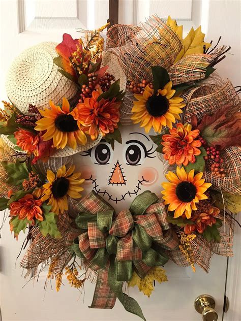 Fall Scarecrow Fall Deco Mesh Fall Deco Mesh Wreaths Etsy Fall Deco