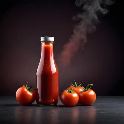 Tomato Ketchup Bottele Premium AI Generated Image