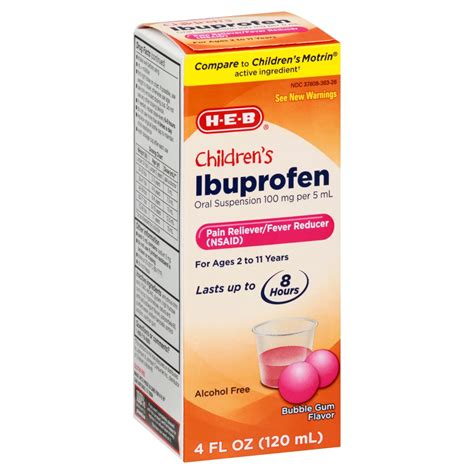 H-E-B Children’s Ibuprofen Fever & Pain Relief Liquid – 100 mg - Shop Pain relievers at H-E-B