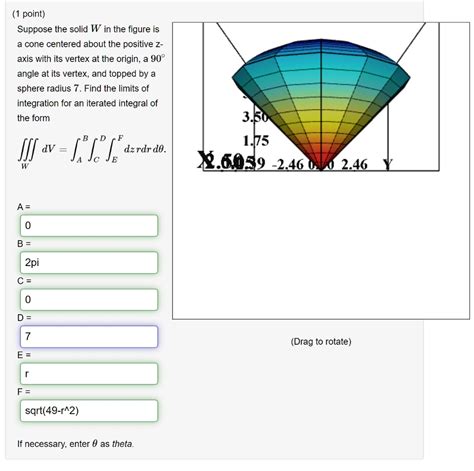 Point Suppose The Solid W In The Figure Is A Cone Centered About The