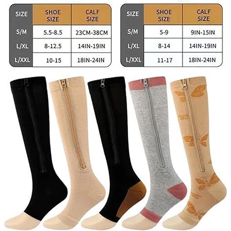 LongDay Zipper Compression Socks Women Men 1Pairs Calf Knee High 15