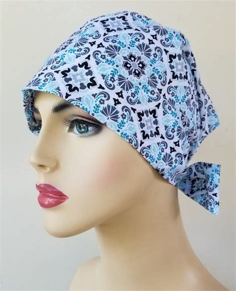 Blue And Gray Pixie Scrub Cap Scrub Hat For Women Pixie Etsy Scrub