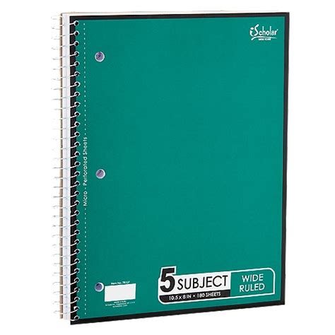 Ischolar New York Wide Ruled 5 Subject Sheets 180 Count