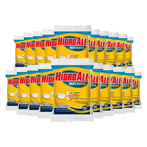 Kit Pastilha De Cloro Hidroall Tablete Hcl Penta 5 Em 1 P Piscina 200g