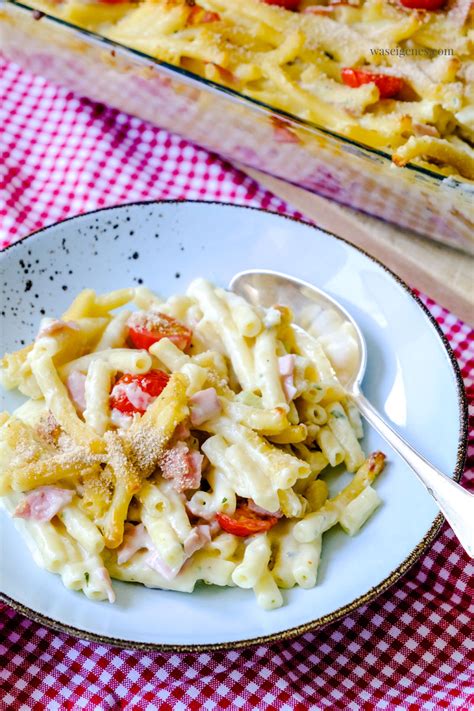 Makkaroni Auflauf Mit Schinken Gorgonzola Schneller Nudelauflauf