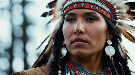 Premium Photo Native American Woman Wearing Headdress