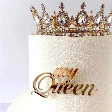 Adorno Para Tarta De Feliz Cumplea Os My Queen Corona Acr Lica Dorada