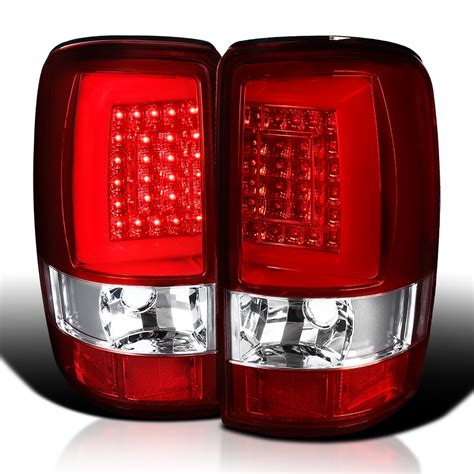 Spec D Tuning Chrome Red C Shape Fiber Optic LED Tail Lights For 2000