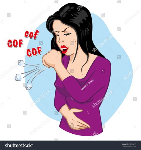 Illustration Woman Character Chronic Acute Cough Stock Vector Royalty Free 232365235